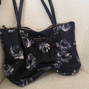 Kate Spade Black and Gray Floral Tote